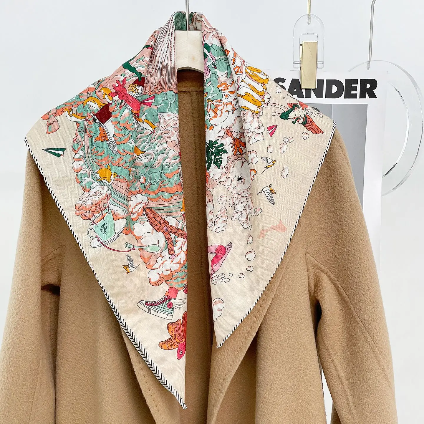 Double-sided Silk Wool Scarf Women's Spring and Autumn Premium Sense Versatile Silk Wool Silk Scarf Temperament Versatile Shawl
