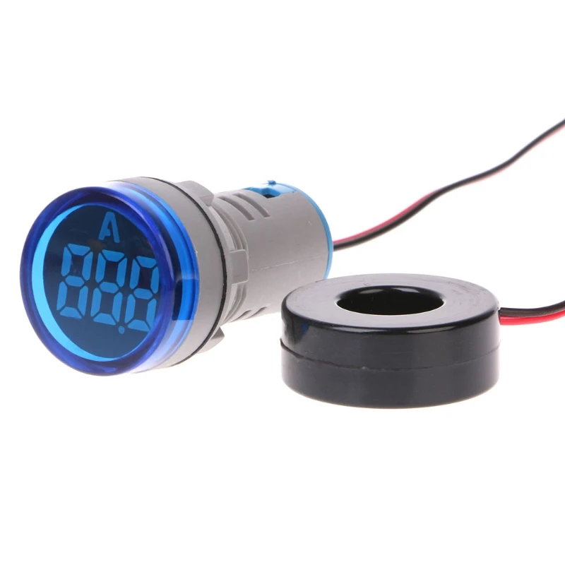 22mm 0-100A Digital Ammeter Round Light Current Meter Lamp Light 5 Different Color Durable