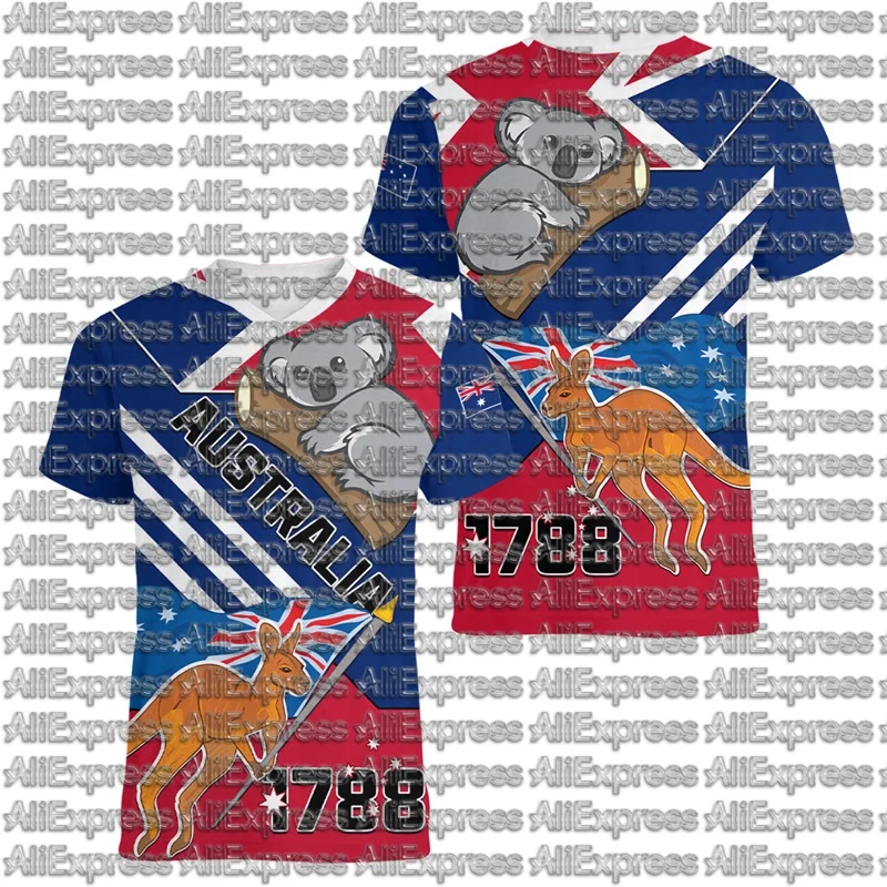 

Australian Kangaroo 3D Printed Sports Men's and Women's T-shirts, Football Team Uniforms, Short Sleeves, Summer Clothes
