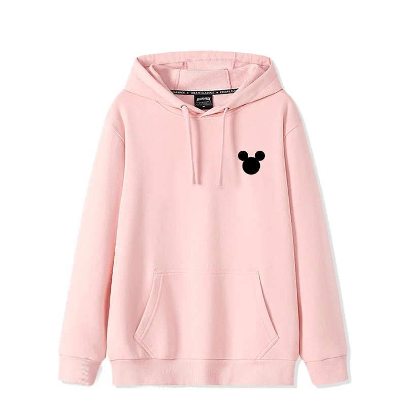 Cartoon Mouse Pattern Couple Hooded Hoodie for Women 2024 Autumn New Loose Long sleeved Pullover Hoodie Coat Casual and Simple