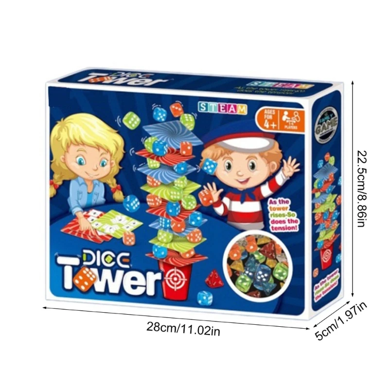 Educational Dices Tower Game Cognitive Skill Stacking Toy Family Board Game Toy