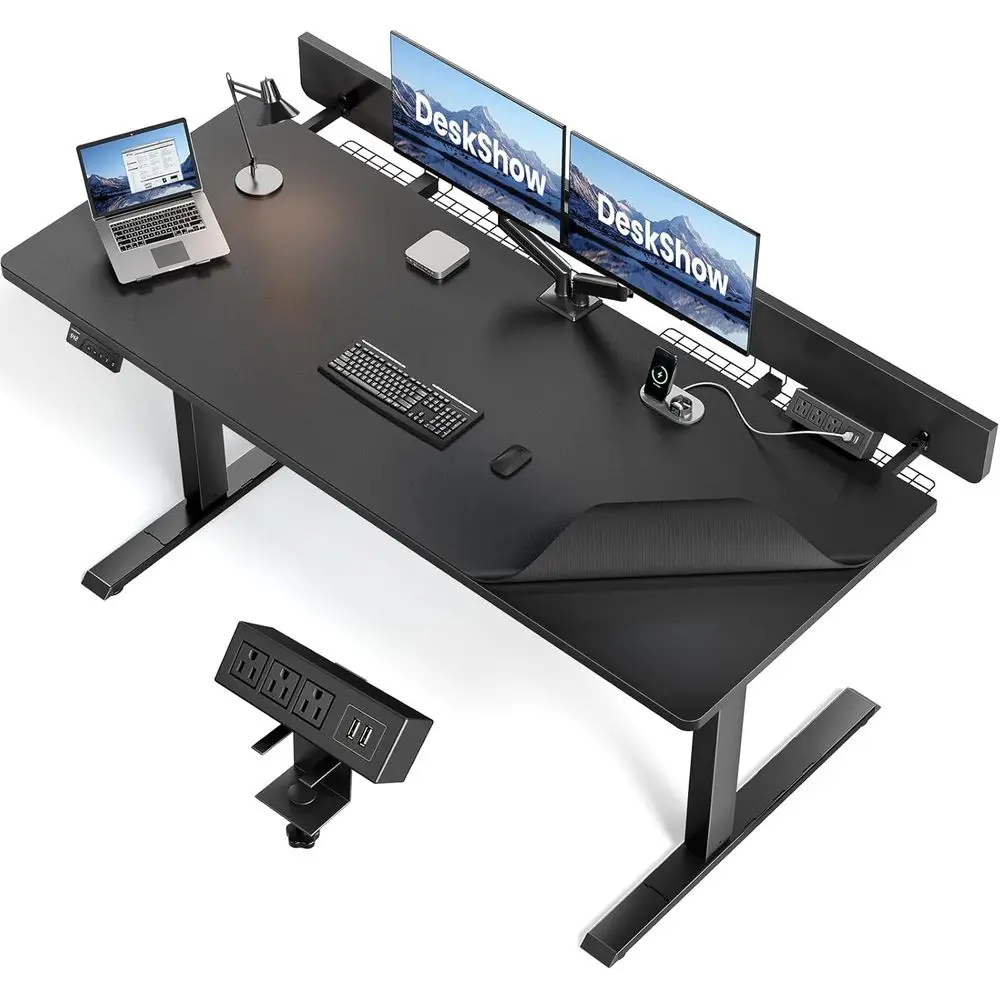 60 x 30 Adjustable Standing Desk with Cable Management, Mouse Pad, Power Strip, and 3 Memory Heights