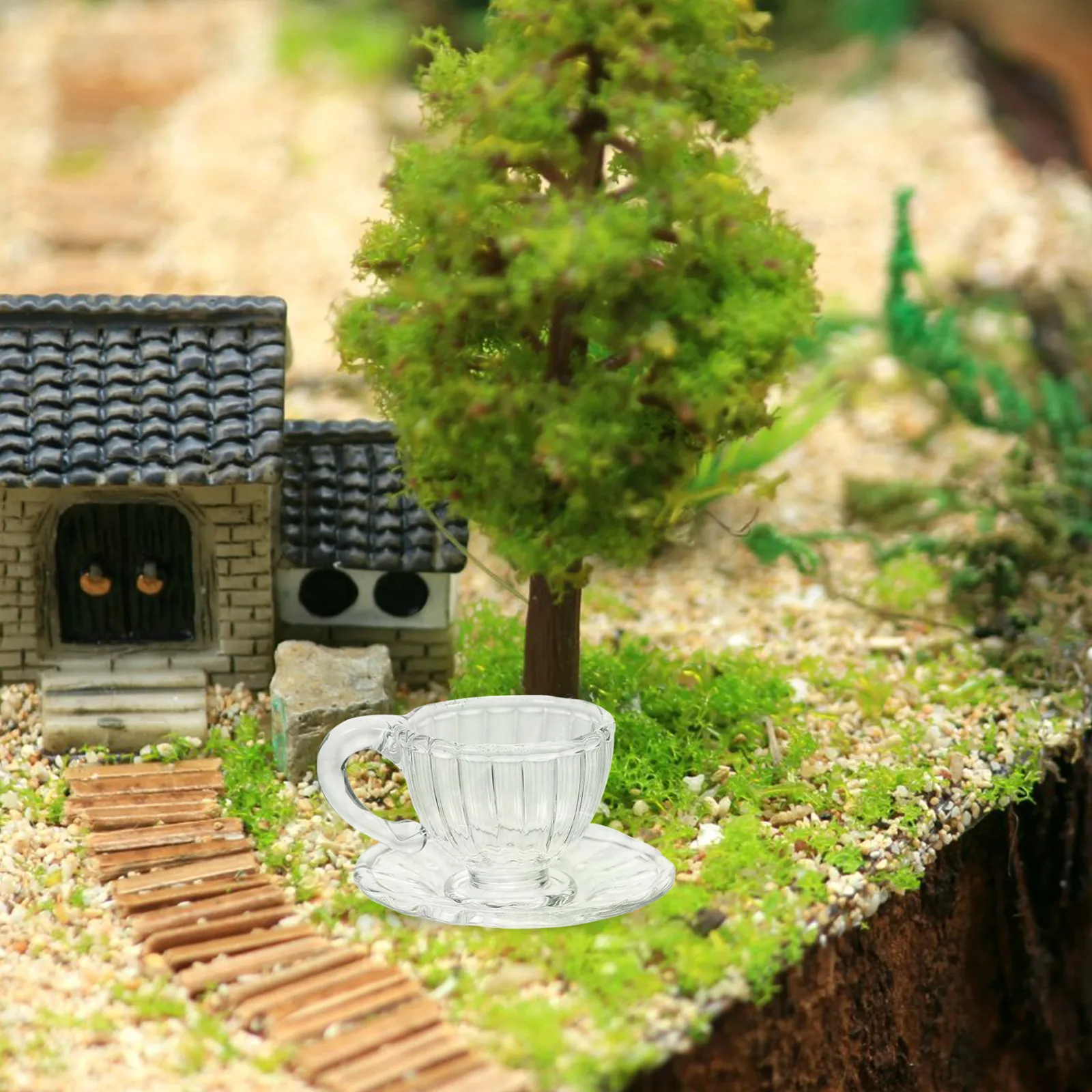 

Набор миниатюрных чайных сервизов: Прозрачные, изящные украшения для развития творчества, декор для детских микромуниатюрных домиков, миниатюрные чайные чашки