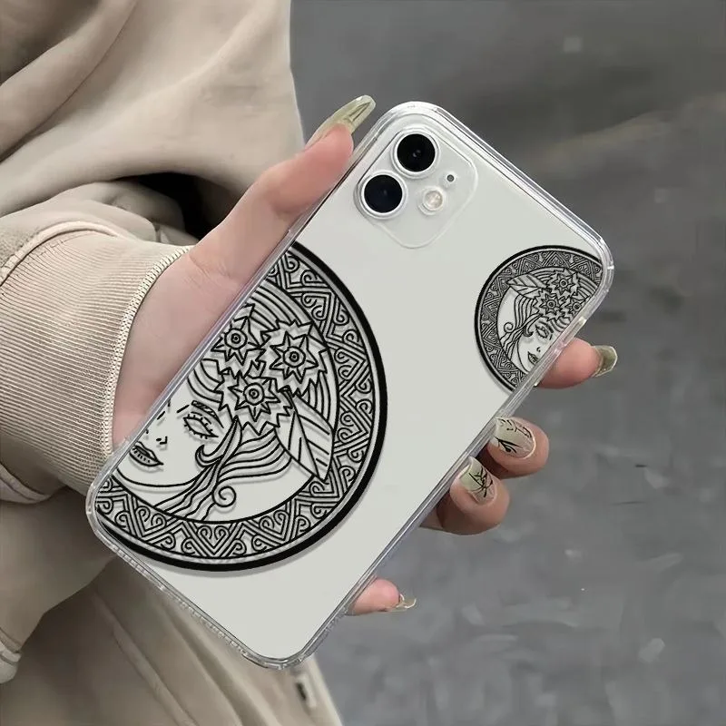 Bohemian Sun Goddess Mandala Phone Case For iPhone 17 16 15 14 Plus 13 12 11 Pro Max 16E 17 Air Clear Soft TPU Shockproof Cover