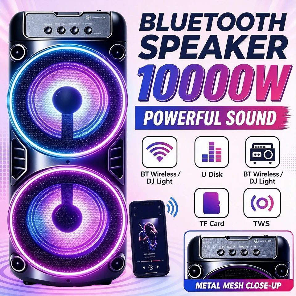 Portable Large Bluetooth Speaker with Microphone