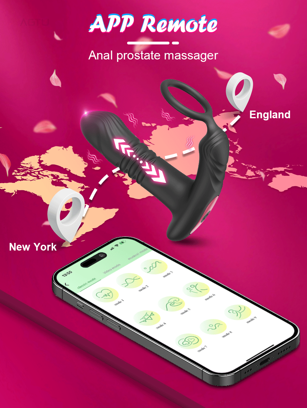 Male 2-in-1 Cock Ring and Anal Butt Plug Vibrator