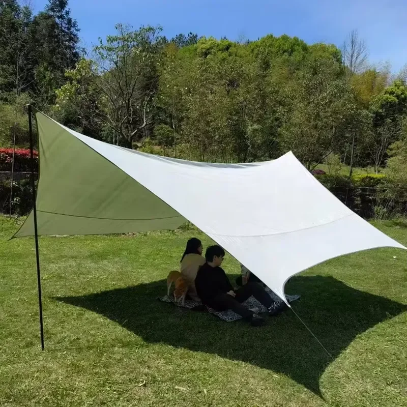 Lightweight Oxford Cloth Waterproof Tent for 5-8 People with Hammock Awning Shade Cloth Poles and Ground Stakes for Outdoor