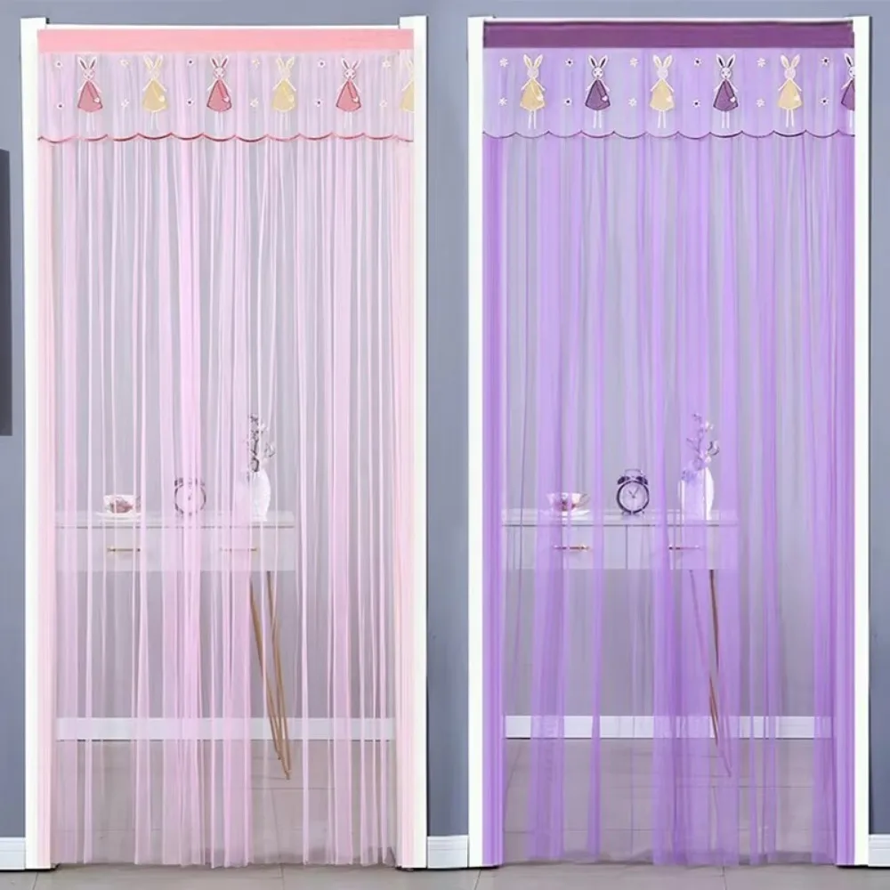 100x200cm Screen Door Curtain Yarn Anti Insect Ventilation Door Curtain Automatic Closing Self-adhesive Lace Embroidery Curtain