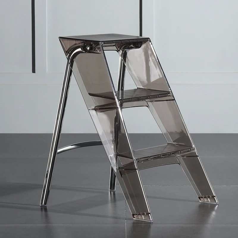 

Transparent Non-Skid Three-Step Ladder Stools Folding Ladder Frame Household Acrylic Ladder Multifunction Pedal