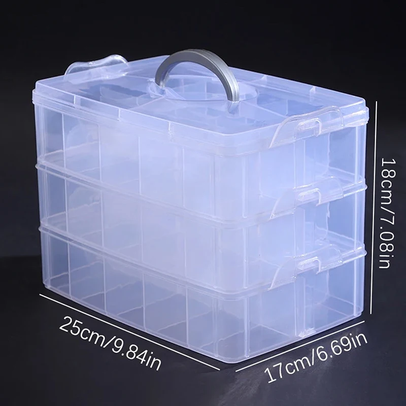 3 Tiers Transparent Plastic Makeup Organizer Jewelry Storage Box Removable Storage Case Toys Organizer Finishing Box