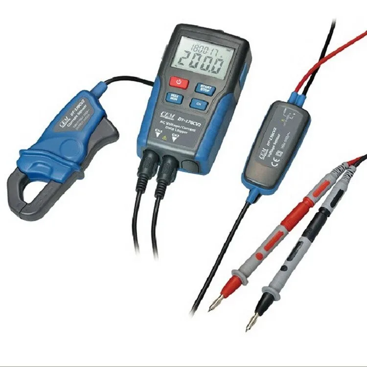 CEM DT-176CV2 Dual Channels AC Current and Voltage Dataloggers with Digital LCD Display 256000 Datas Memory and Datas Analysis