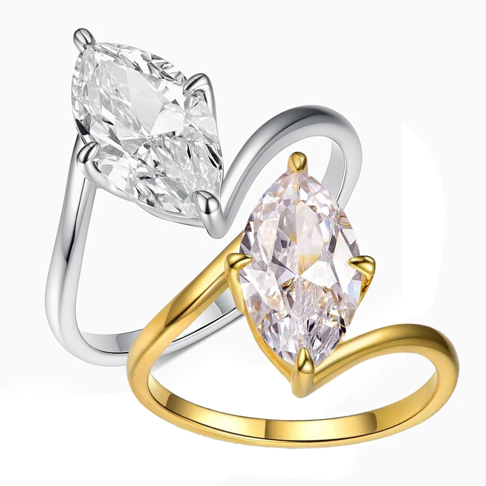 

Super Shining Women Ring 2ct 6x12MM Olive Moissanite GRA Certificate 100% Passed Diamond Test S925 Silver Jewelry Ring Gift