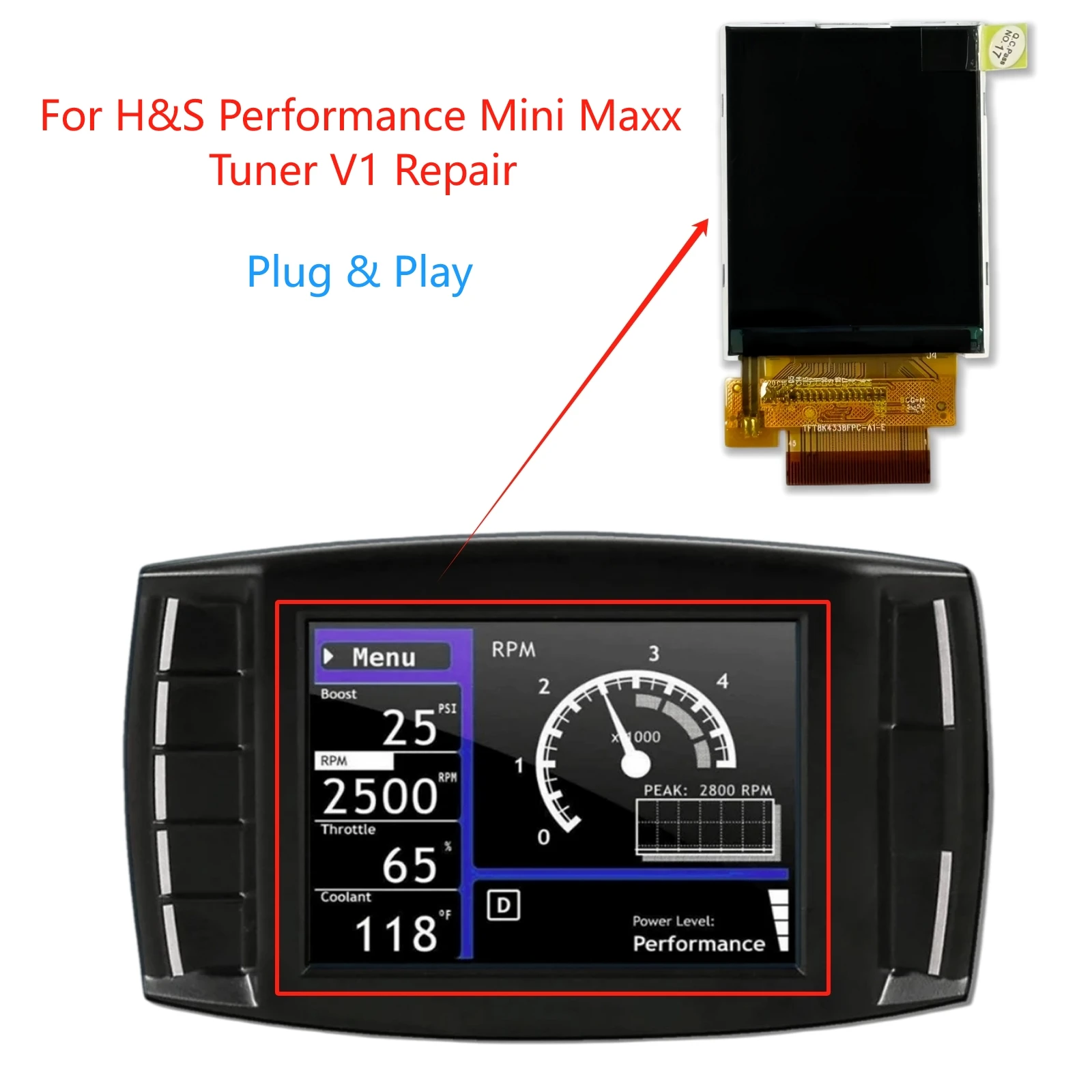 Replacement LCD Display Screen for H&S Performance Mini Maxx V1 & Bully Dog Triple Dog GT Tuner Plug and Play