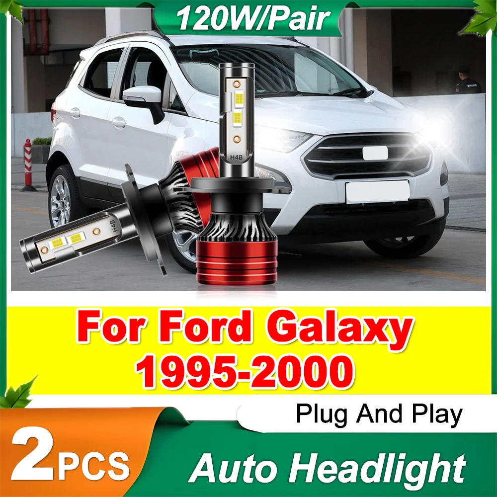 

2PCS High Lumens Lamps Led Brightest Upgraded Auto Lights H4 Headlight 120W Canbus No Error 12V 24V For Ford Galaxy 1995-2000