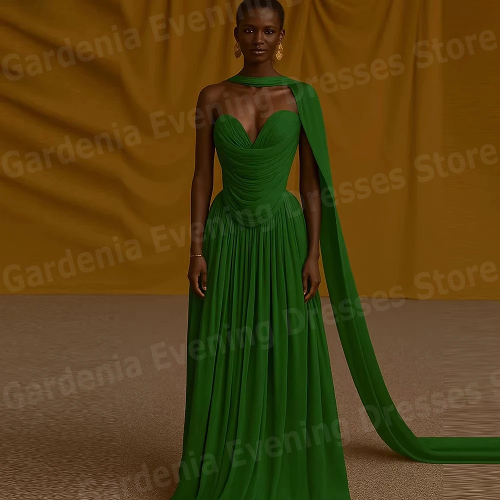 فساتين سهرة نسائية رشيقة على شكل حرف A على شكل قلب مطوي فساتين حفلات Vestidos Para Mujer مخصصة بدون أكمام رداء De Soirée #1