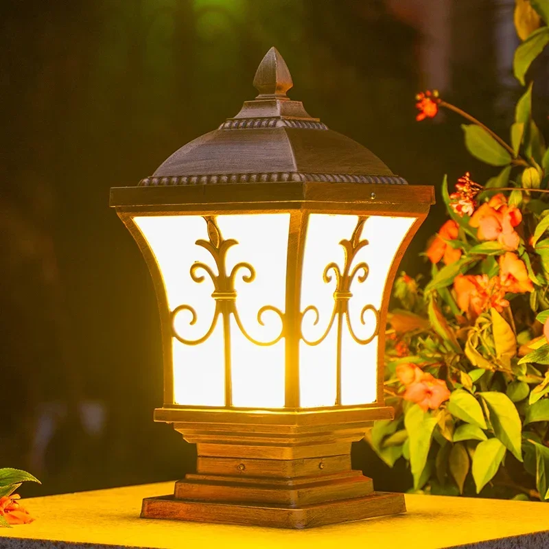 Solar stigma lamp Wall gate pillar Outdoor waterproof garden lamp Villa household LED lamp