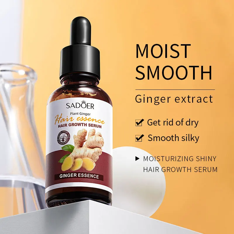 SADOER Ginger Hair Care Solution Quickly Repair Damaged Curly Hair Moisturizes and Smooth Care Hair Care