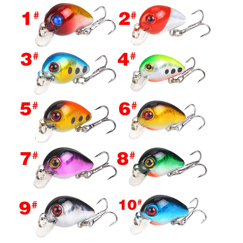 10 Stück 10 Farben 3cm/1,6g Crankbait Minnow Angelköder-Set Schwimmender Kunstköder Oberflächenköder Angelköder-Set