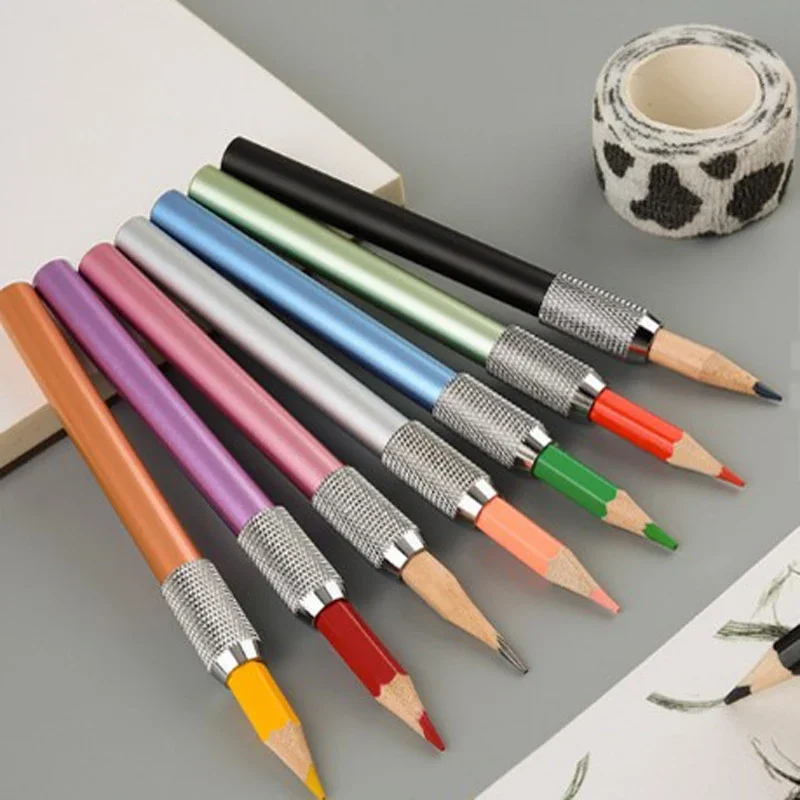 9pcs Metal Single Head Pencil Extender Holder Sketch School Children Painting Drawing Art Write Tool Writing Practical Use