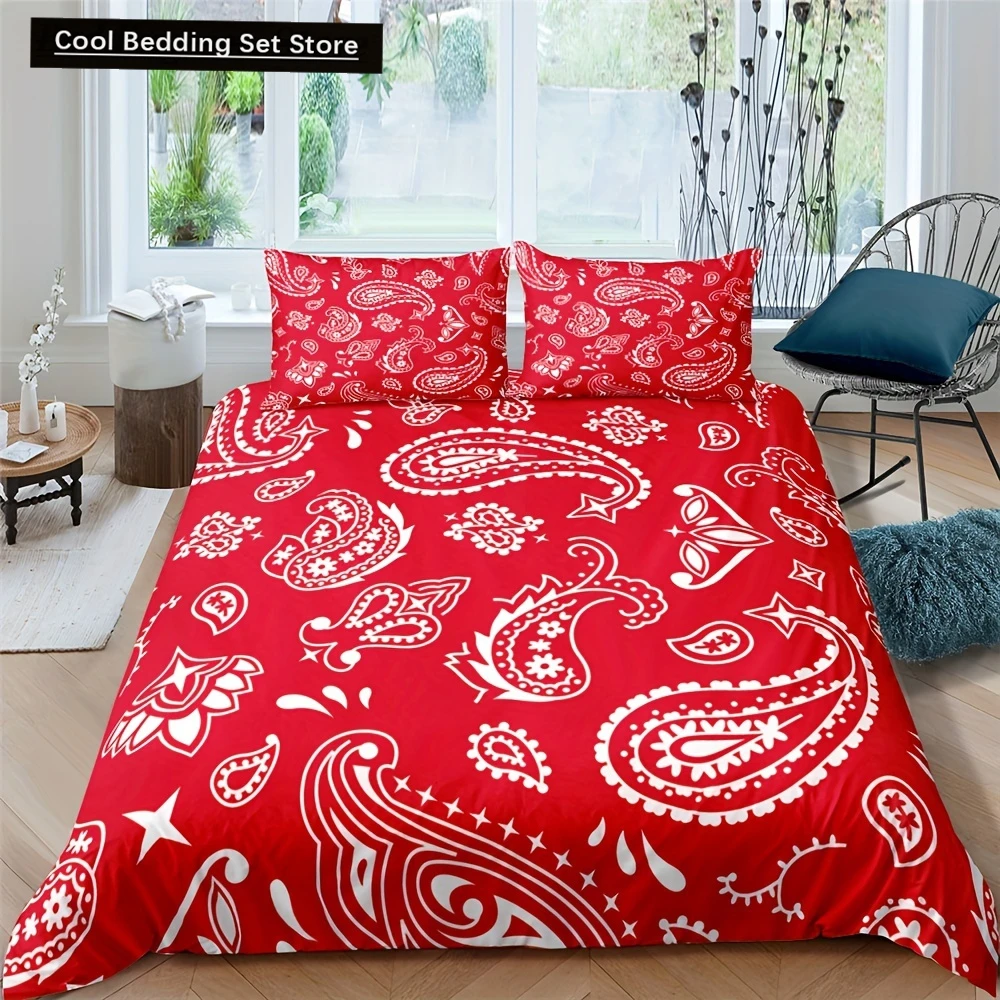 2/3pcs Paisley Bandanna Print Duvet Cover Set Soft, Bedding for a Cozy Bedroom Perfect for Bedroom or Guest Room Bedding Set