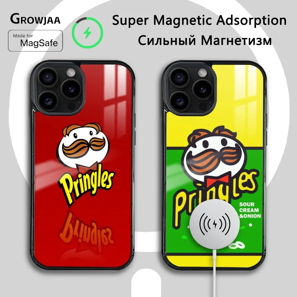 Вкусные картофельные чипсы P-Pringles для iPhone 16, 15, 14, 13, 12, 11 Pro Max Plus Mini Magsafe Mirror, беспроводной магнитный чехол