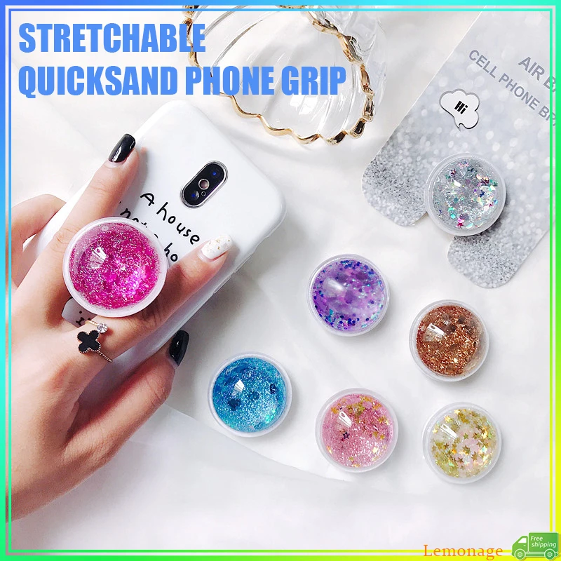 3D Quicksand Phone Ring Holder Phone Grip Griptok Liquid Glitter Socket Phone Holder Stand Bracket