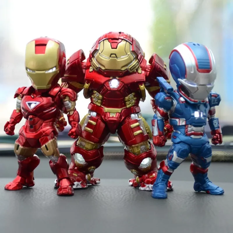 Iron Man Car Decoration Marvel\'s The Avengers Q Version Action Figures Movie & TV Finished Goods Model Doll Gifts