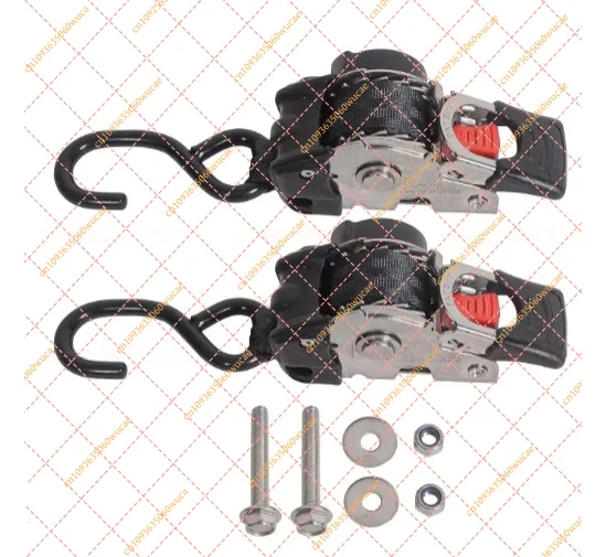 Motorcycle Tie Down Strap with Auto-Retracting Ratchet, Retractable Cargo Fastening Belt for Motorbike