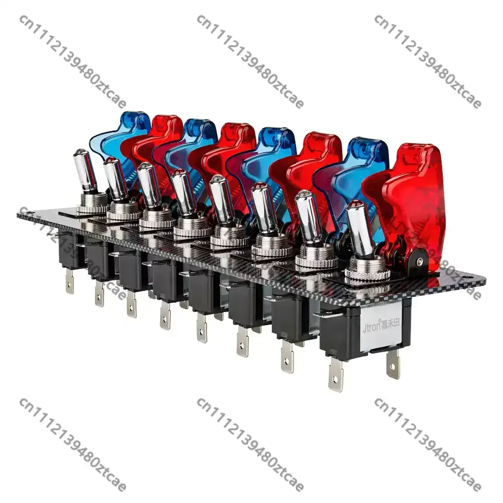 12V 20A 8 Gang Covered Toggle Switch Carbon Fiber Panel With Wire Auto Modification Control Accessories