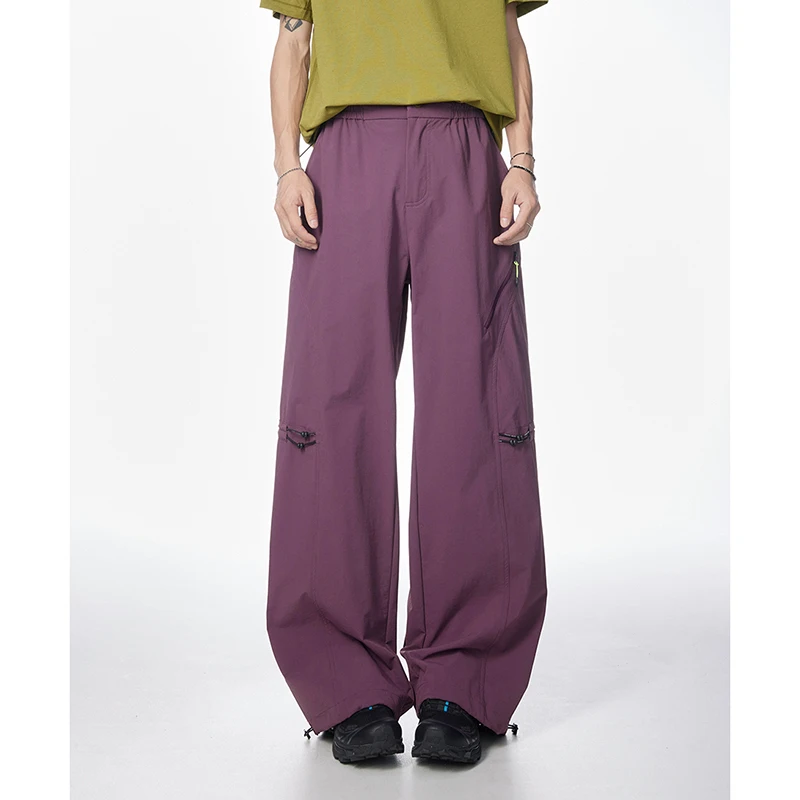 سراويل رجالية عصرية ربيعية مقاومة للرياح سراويل رياضية جافة قابلة للتنفس سراويل عمل سراويل رجالية واسعة الساق بلون سادة #6