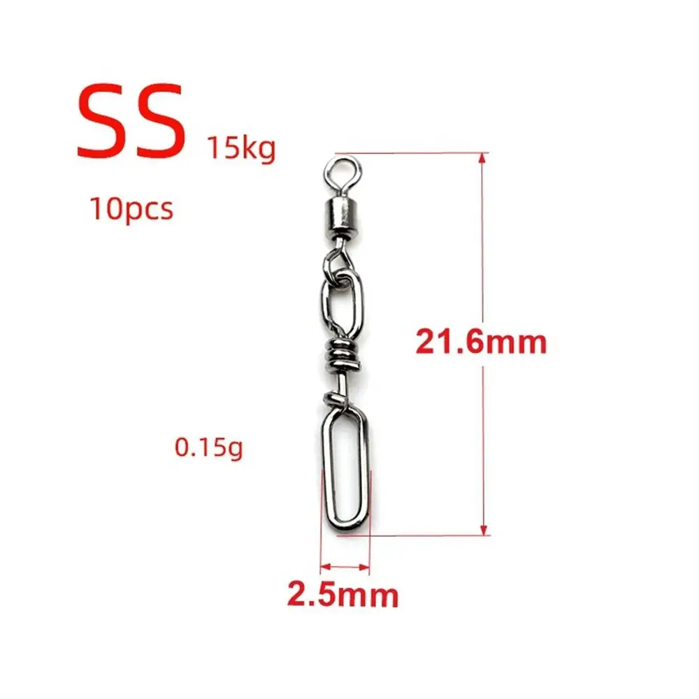 

10Pcs Snap Rolling Fishing Swivels Ball Bearing Stainless Steel Fishing Connector Pin High Strength Heavy Duty