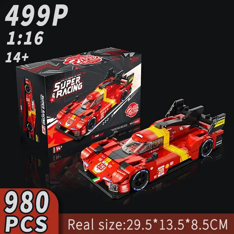 980 قطعة 499P سباق نموذج 1:16 لو مان سباق السيارات الخارقة بناء الالعاب العملاقة مجموعة الأطفال الكبار جمع هدية