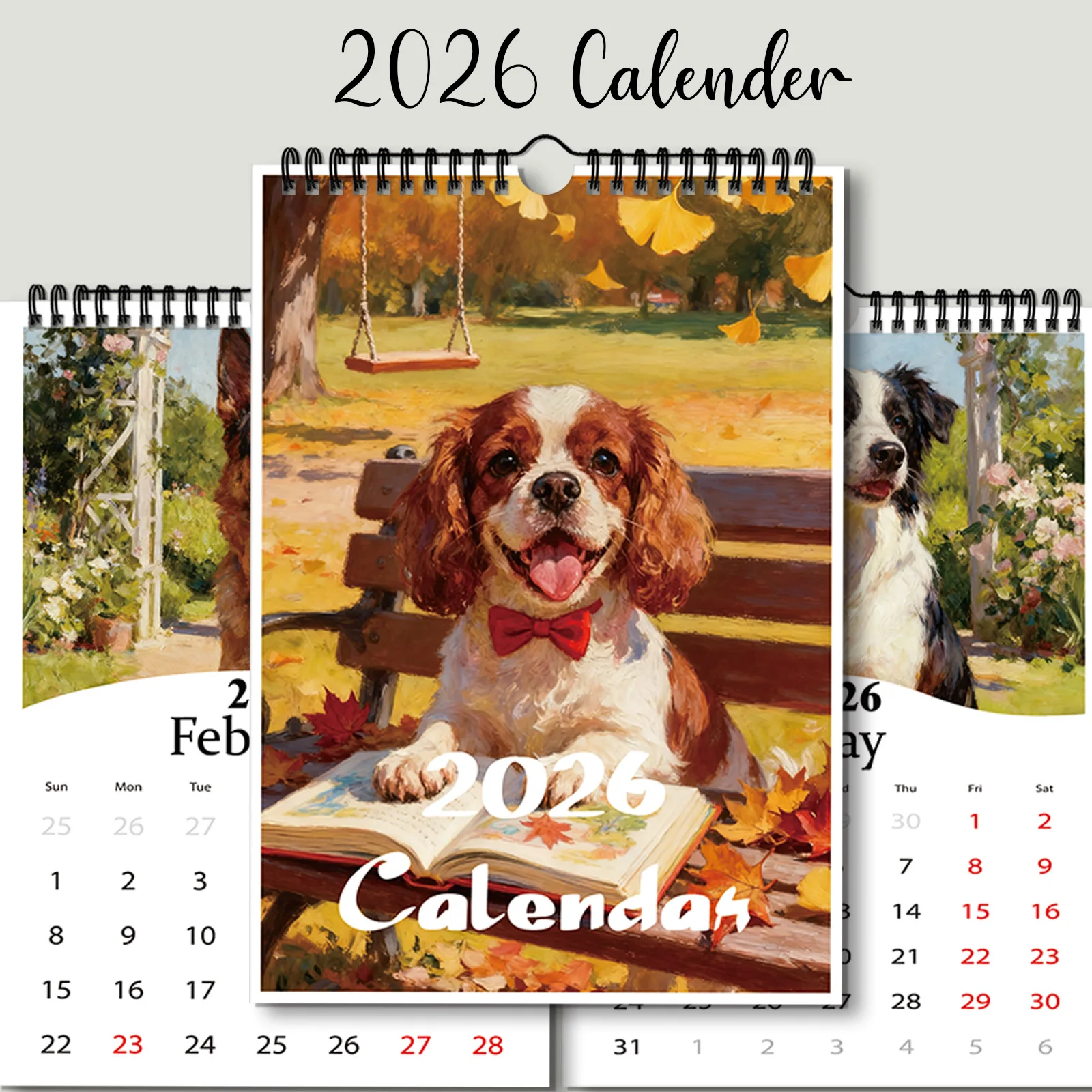 Calendario a tema cane 2026 da 1 pezzo, adatto per la visualizzazione delle date e la decorazione della casa, perfetto per gli amanti dei cani e un simpatico regalo in stile di vita