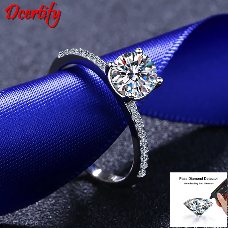 Pass Diamond Test  1CT 6.5mm Moissanite Engagement Rings For Women White Gold 10K Eternity Love Promise Jewelry Gift