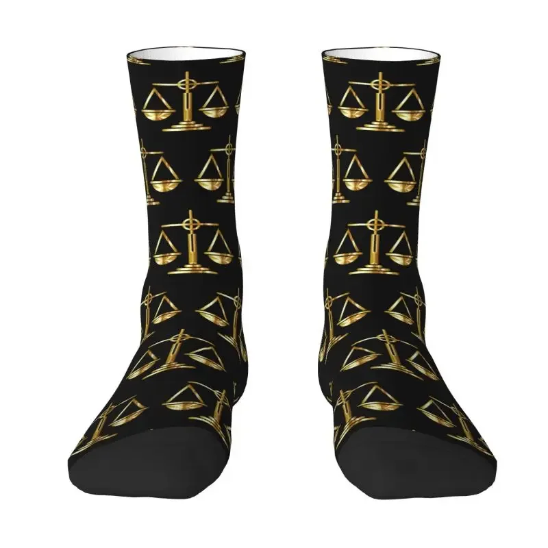 Y2K Harajuku Gold Scales Of Justice Law Logo Women Men Warm 3D Print Lawyer Legal Party Sports Football Socks