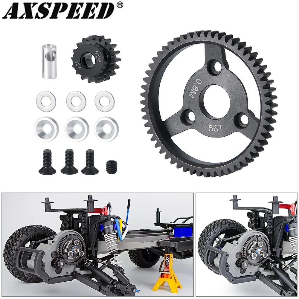 AXSPEED Steel Spur Gear Transmission Gears 32P(18T 56T) 48P(86T) for 1/10 Slash 2WD Rustler Stampede Accessories