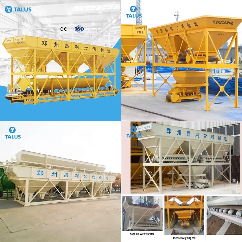 2026 CE Talus 800 1200 Pneumatic Concrete Batching Machine Aggregate Weighing Conveying Batcher Bin Pump Motor Engine Gearbox