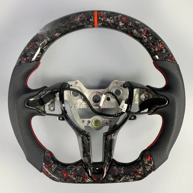 لشركة هيونداي N سلسلة إلنترا N GT I30N I20N N-Line الأحمر مزورة ألياف الكربون عجلة القيادة #1