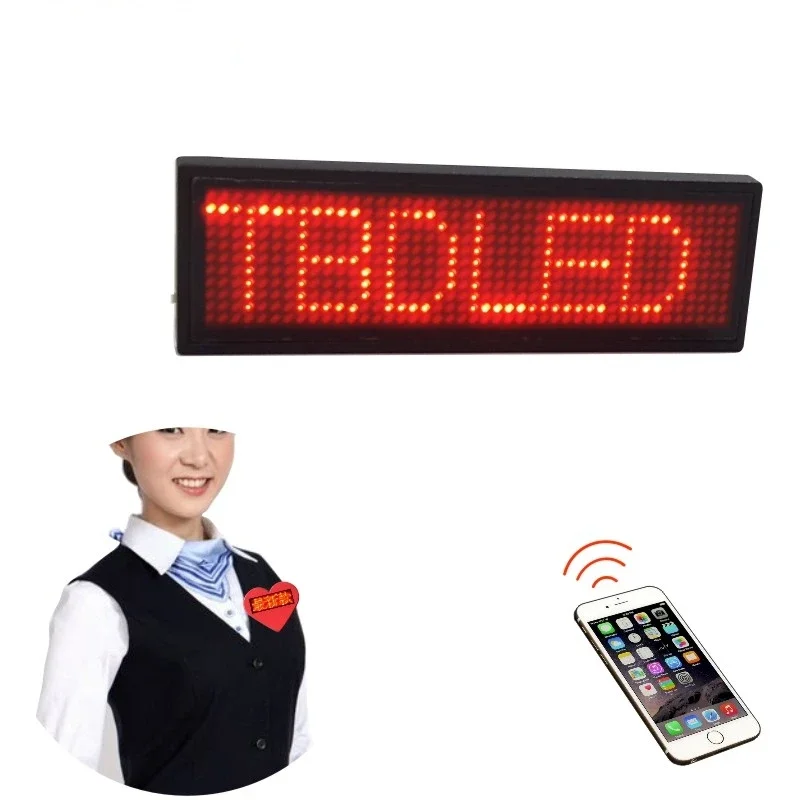 Flashing LED Name Badge Bluetooth DIY Programmable Scrolling Message Display LED Tag Customized LED Display Badge