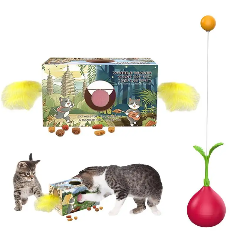 Cat Teaser Toys Pet Cat Interactive DIY Ball Toy Reduce Boredom Cats Toys For Entertainment For Bedroom Study Room Courtyard Pet