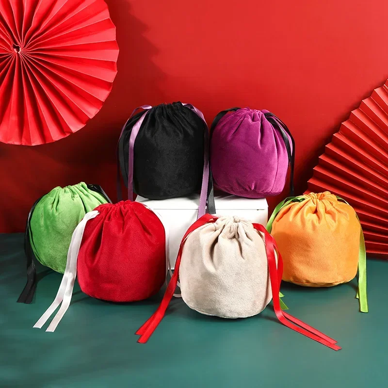 1pc Velvet Halloween Candy Bag DIY Christmas Candy Bags Trick or Treat Packing Bags XMAS Gift Bags Party Wedding Decoration