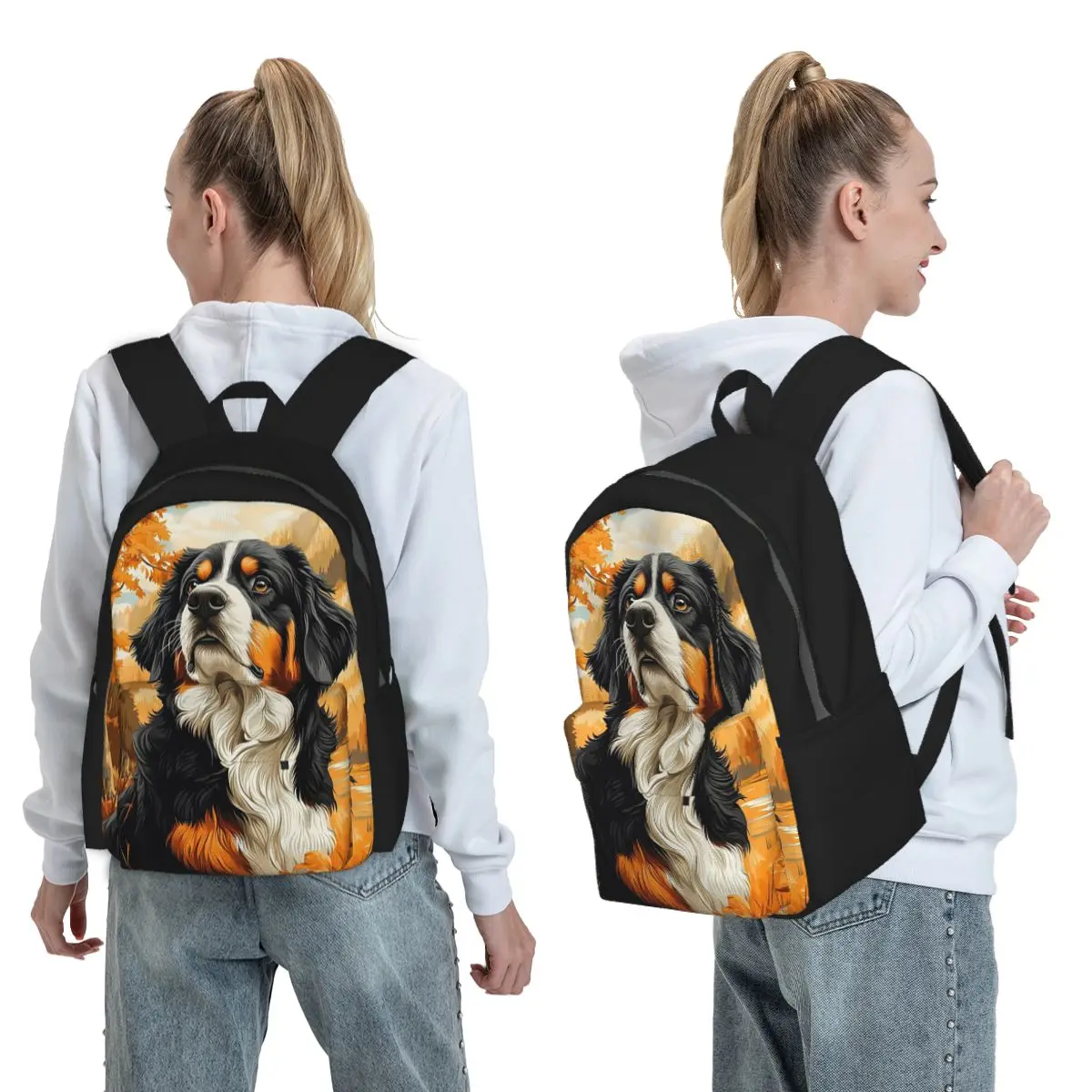 Bernese Mountain Dog In Autumn Backpack Student BookBag Kids School Bag Laptop Shoulder Bags for Men Women