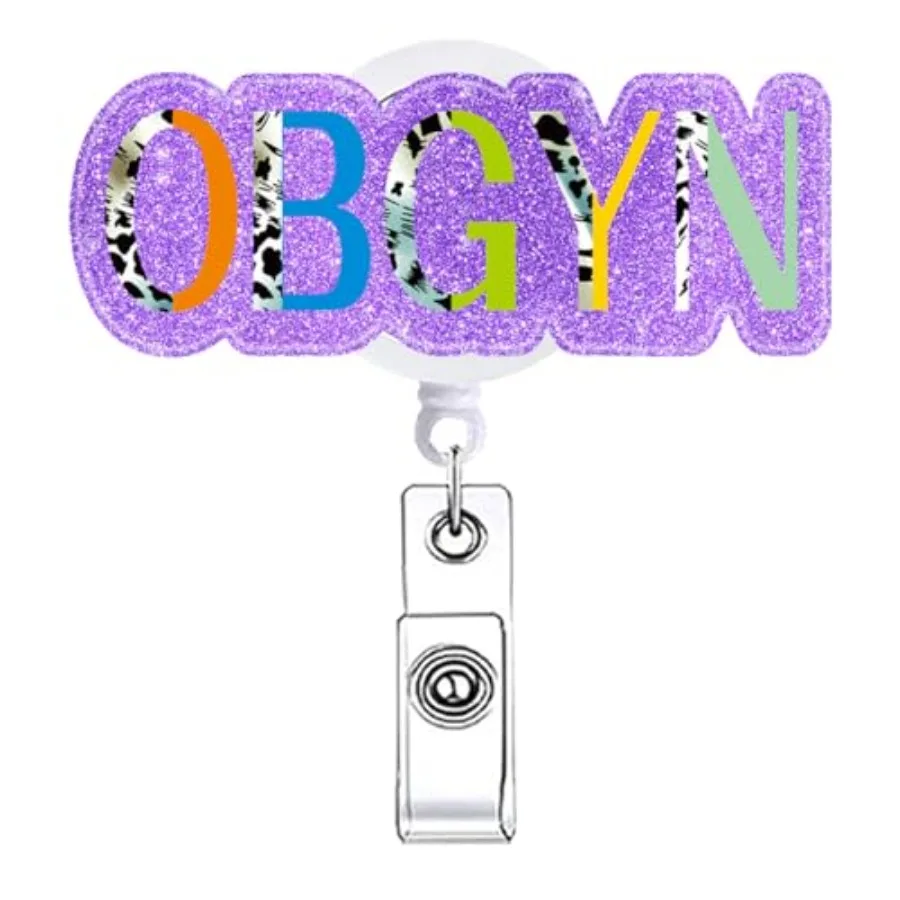OBGYN Badge Reel Retractable for Women OB Healthcare Badge Holder MA Student RN CNA Hospital Medical Doctor Badge Clip ID Card