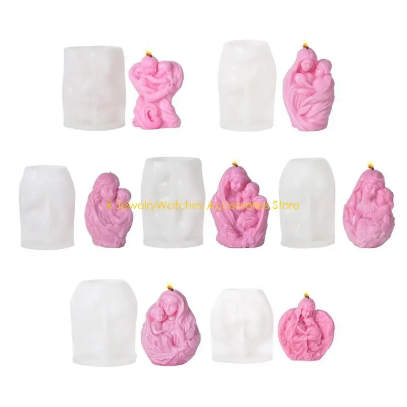

31KD Mother with Child Pattern 3D Figure Statue Making Moulds for Candle Soap