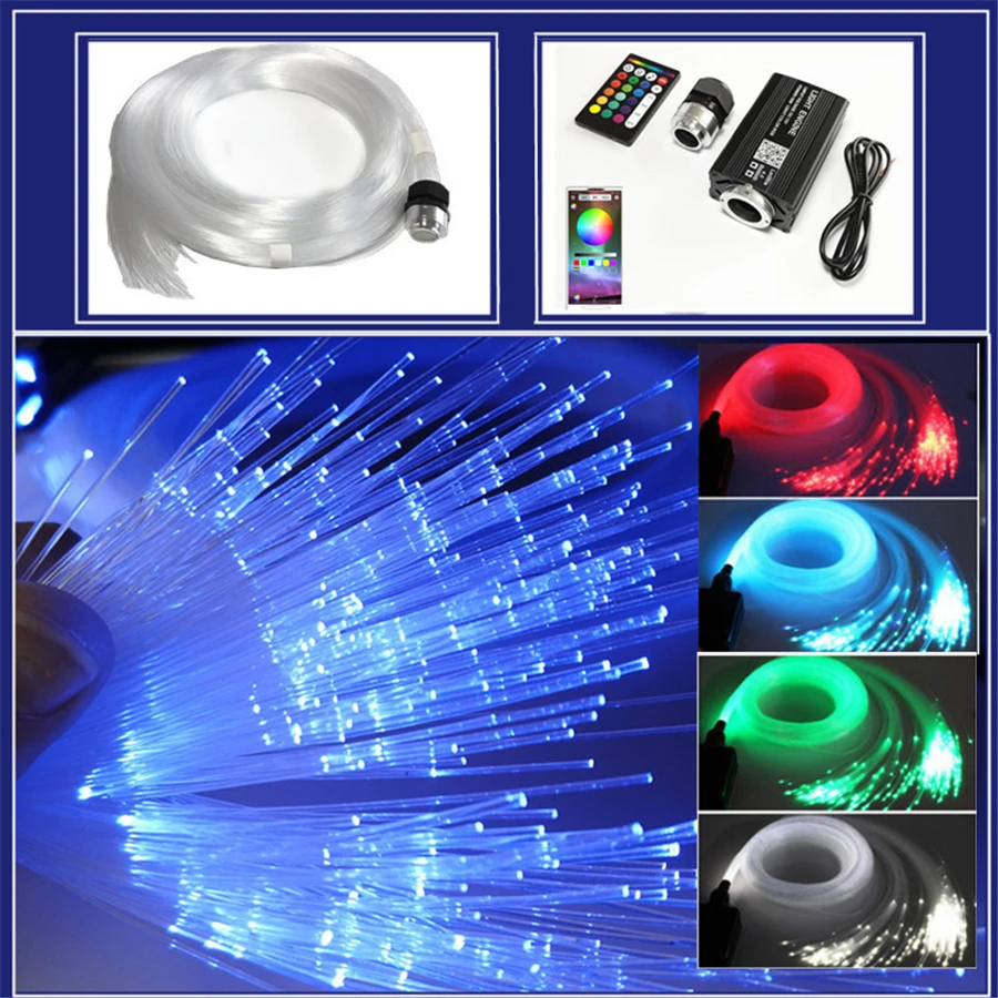 12W Fiber Optic Lights Smartphone Bluetooth APP Control Music Remote Control 300pcs Cable Car Roof Starry Sky Ceiling Light