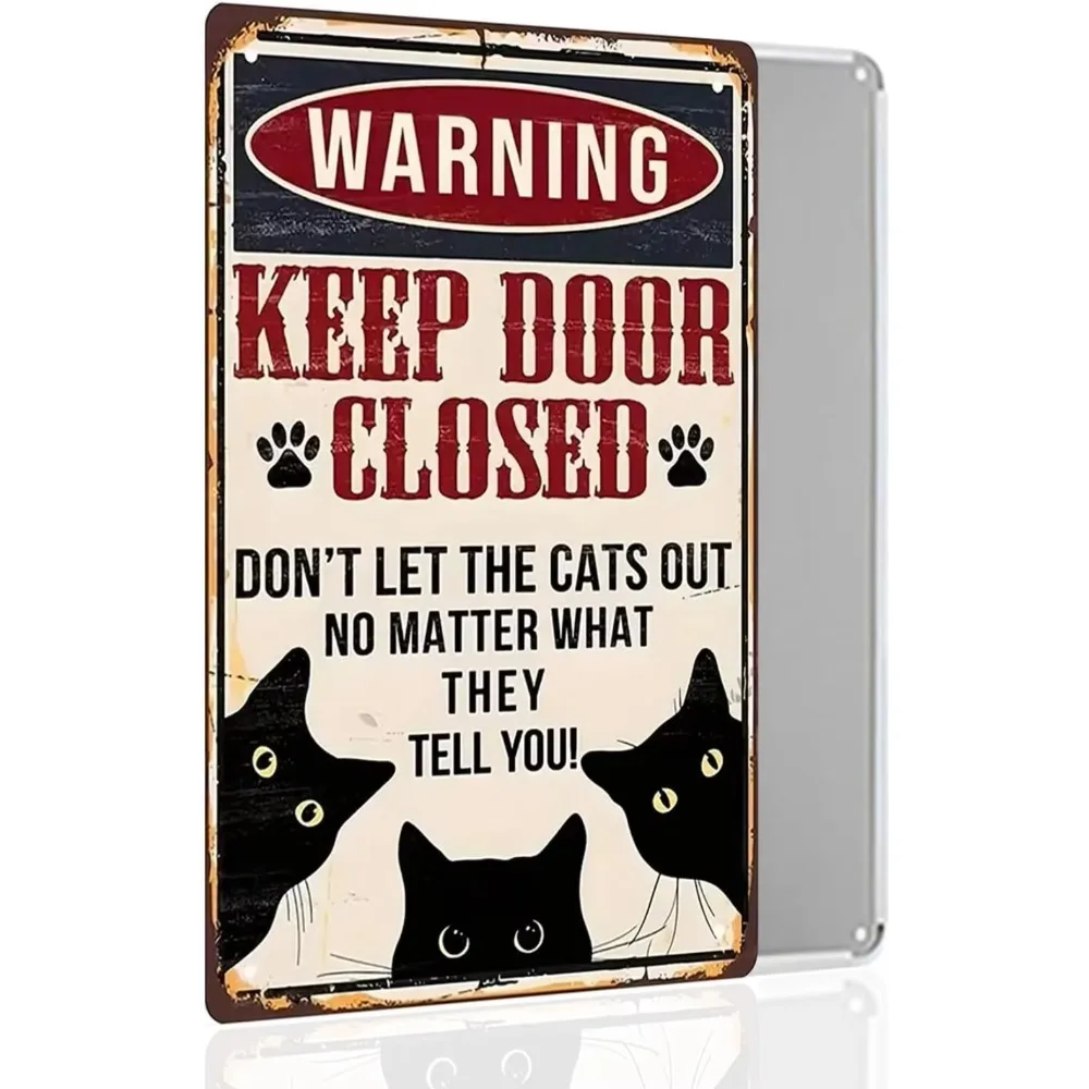 

CatCharmCraft 1PC Vintage Black Cat Sign | Vivid Cat Motif | Lightweight Mounting | Great for Indoor & Outdoor Decor