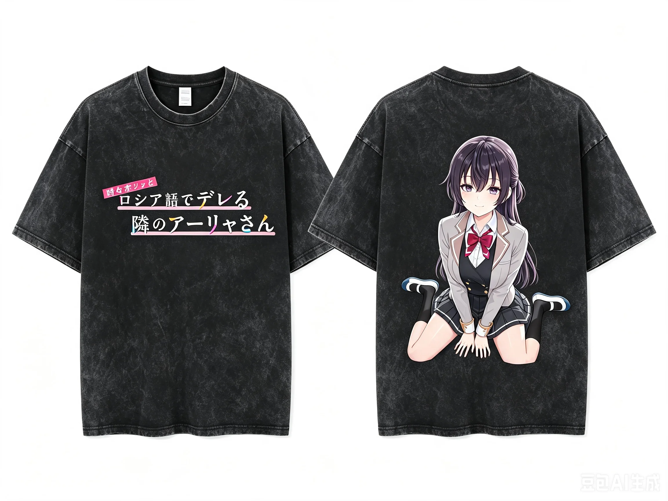 Alisa Mikhailovna Kujou Alya Sometimes Hides Her Feelings in Russian Sitting Pose Double Sided Graphic Washed Crew Neck T-shirt