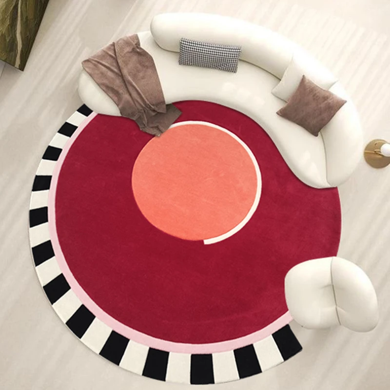 Nordic Style Rugs for Bedroom Artistic Creative Floor Mat Fluffy Soft Living Room Decoration Carpet Minimalist Round Lounge Rug