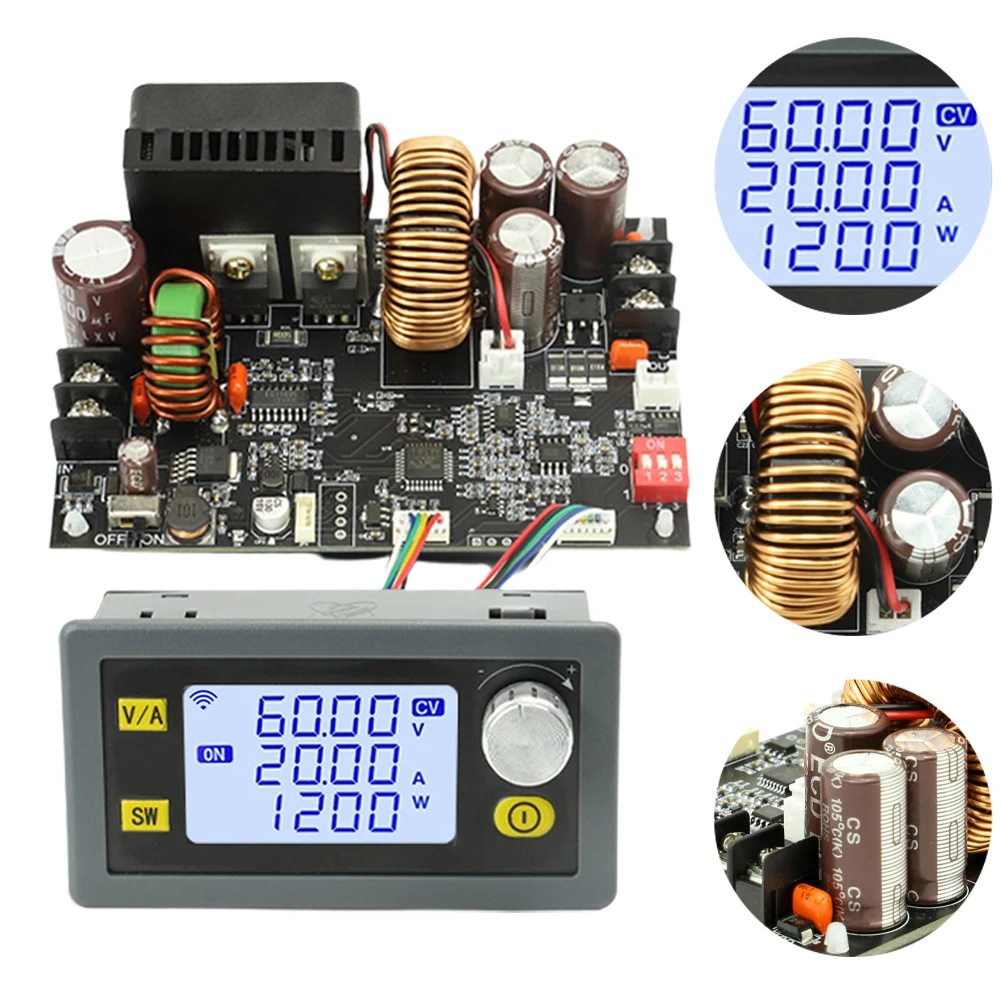 Constant Voltage Constant Current CNC DC Automatic Step Down Power Supply 6 0 70 00V 0 0 60 00V 0 0 20 00A 1200W with LCD Screen