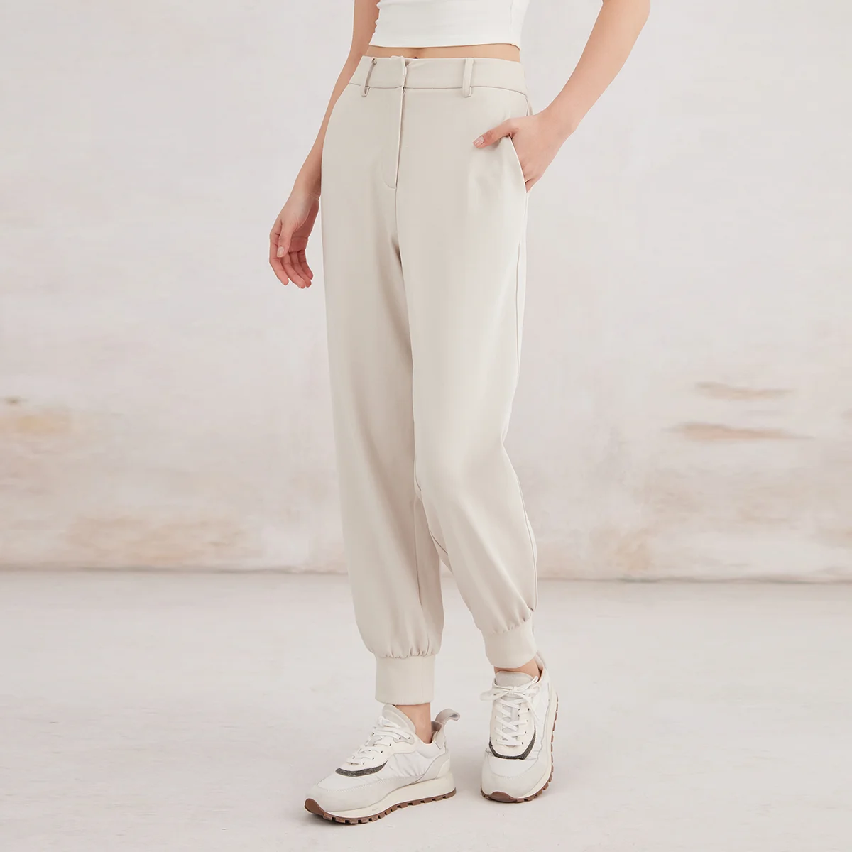 K3062W High quality luxury women\'s clothing 96% combed cotton sweatpants spring Trousers